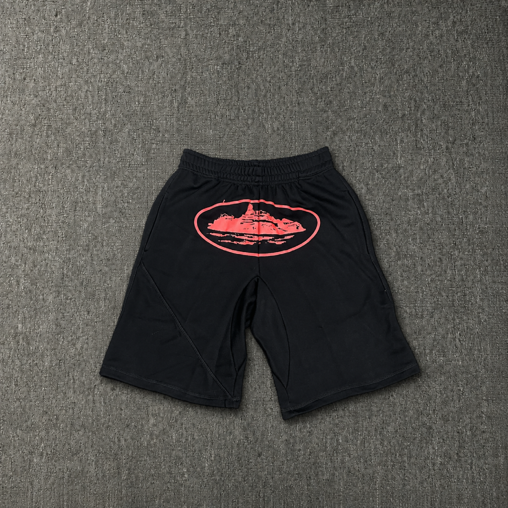 Corteiz Alcatraz Black-Red Shorts