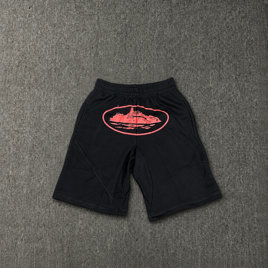 Corteiz Alcatraz Black-Red Shorts